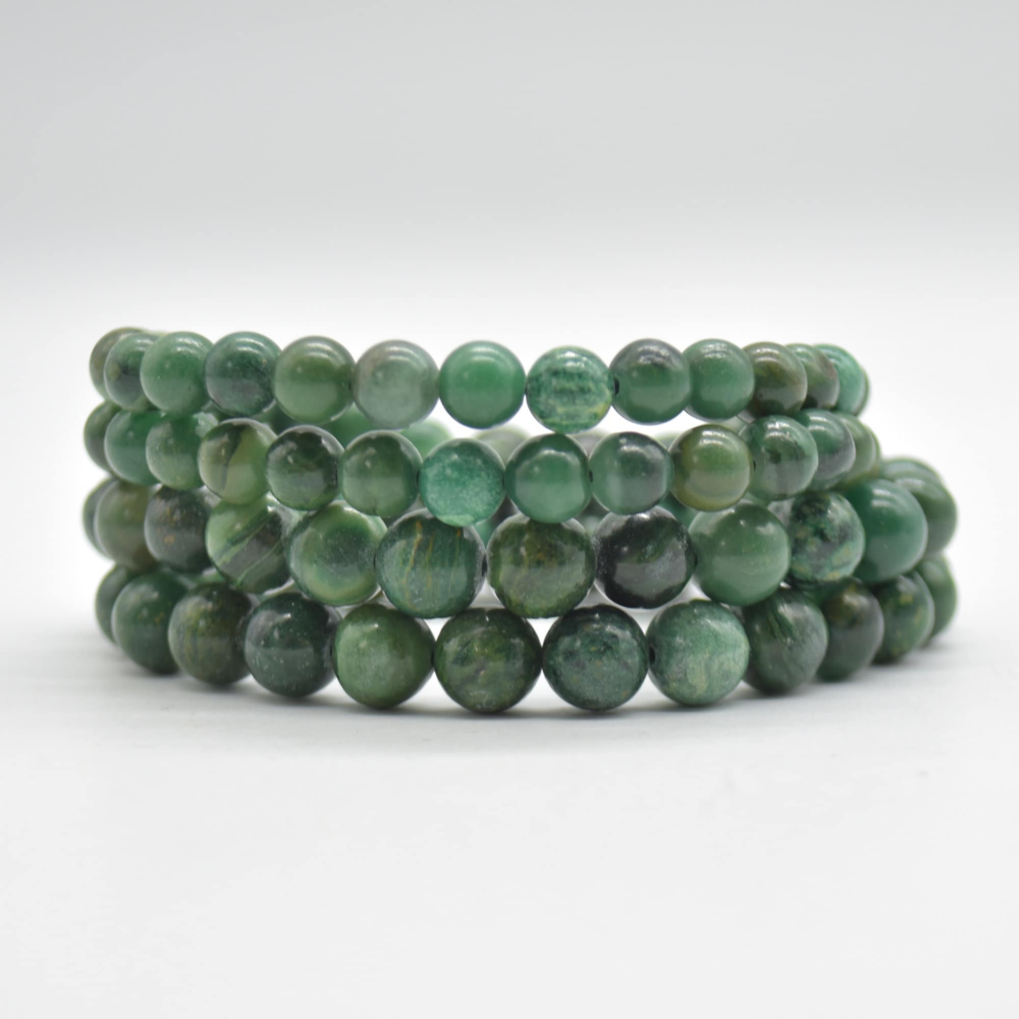 Verdite Jade Gemstone Round Beads Bracelet Sample Strand - 6mm Or 8mm Sizes - 7.5" Long