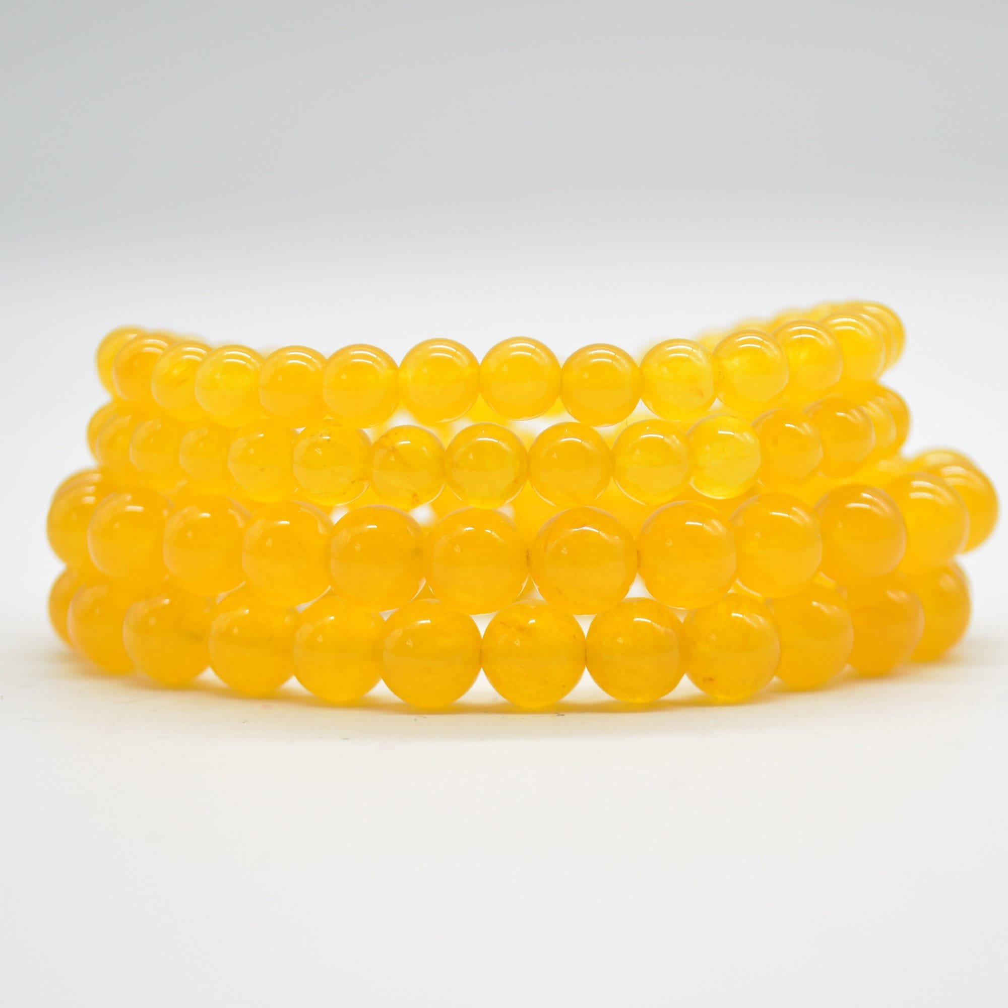Yellow Jade (dyed) Gemstone Round Beads Bracelet Sample Strand - 6mm Or 8mm Sizes - 7.5" Long Yellow Jade (dyed) Gemstone Round Beads Bracelet Sample Strand - 6mm Or 8mm Sizes - 7.5" Long