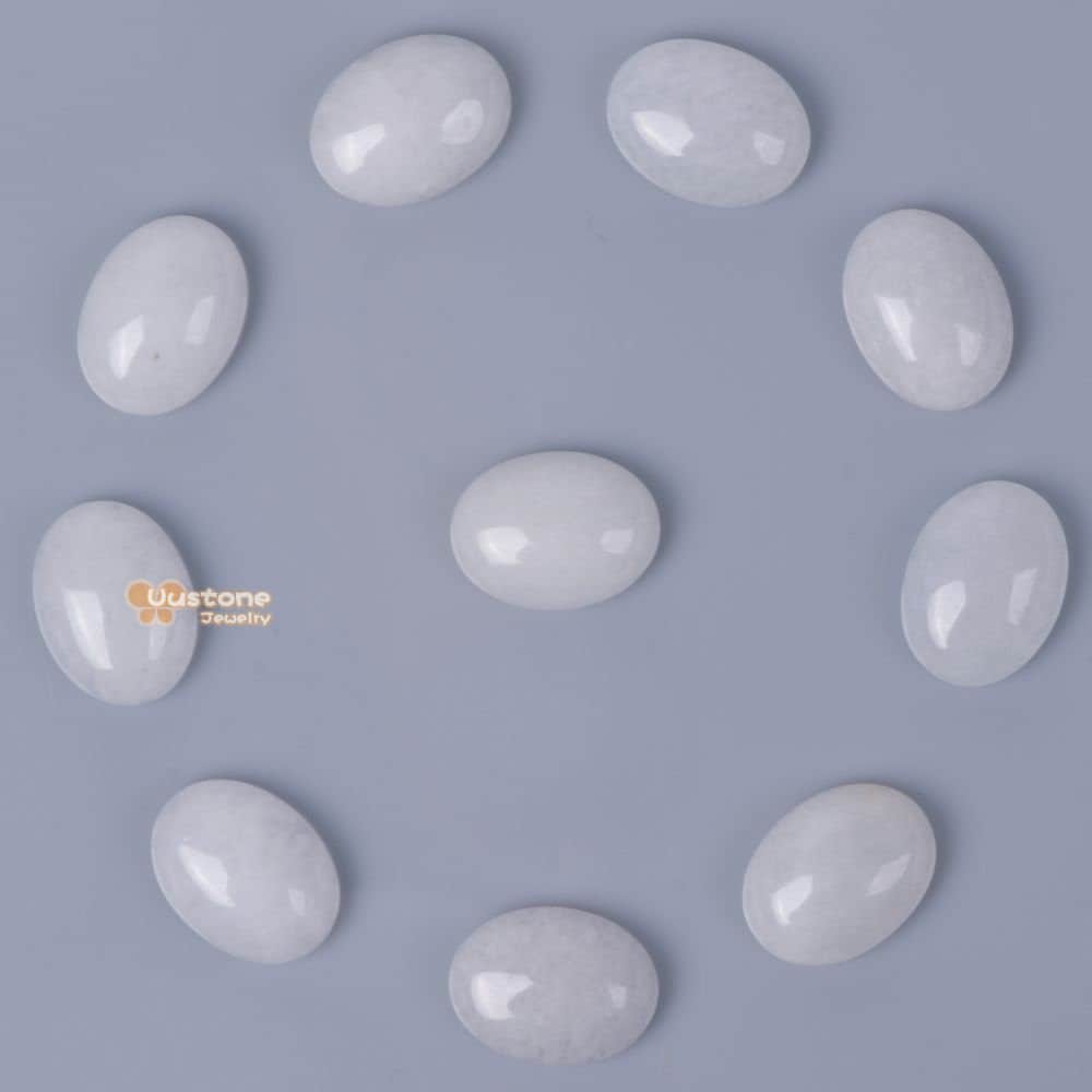 16mm Natural White Jade Gemstone Oval Flatback Cab Cabochon