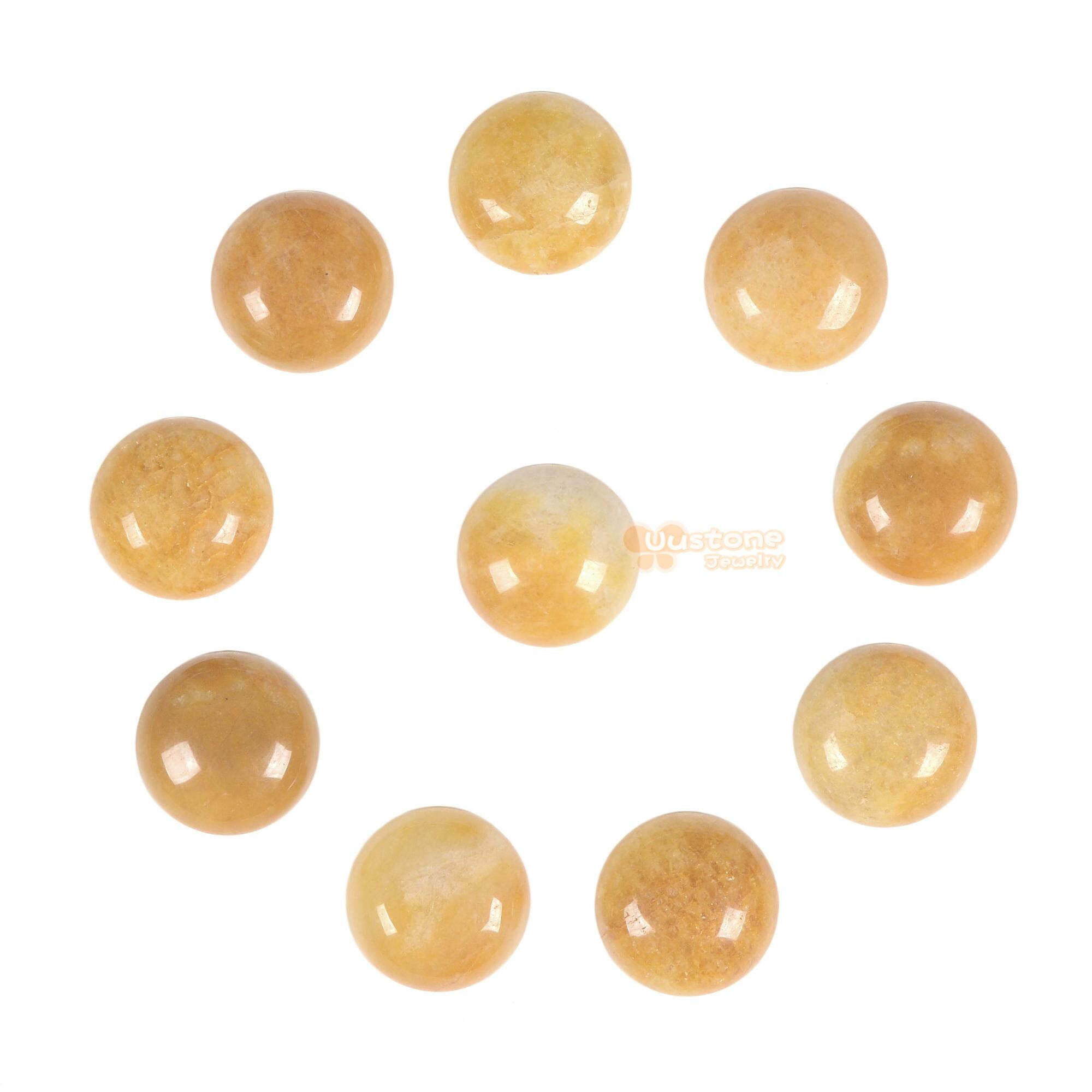 16mm Yellow Jade Gemstone Round Flatback Cab Cabochon Stone Beads Stone Cab Diy Jewelry Making Stone