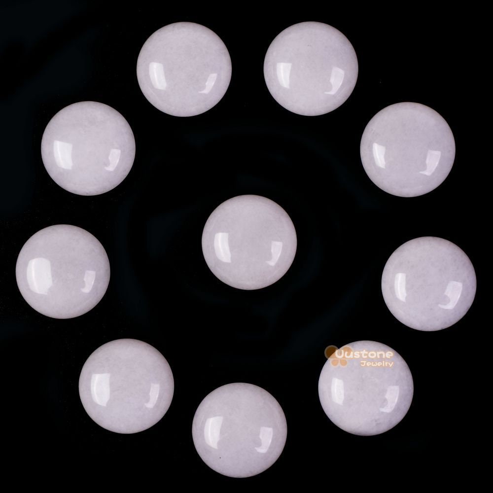 18mm White Jade Gemstone Round Cab Cabochon