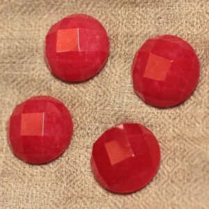 1pc - Cabochon de Pierre - Jade Rond Facetté 20mm Rouge Cerise - 4558550027641
