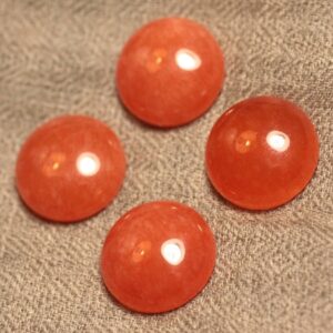 1pc - Cabochon de Pierre - Jade Rond 20mm Orange Capucine - 4558550027429