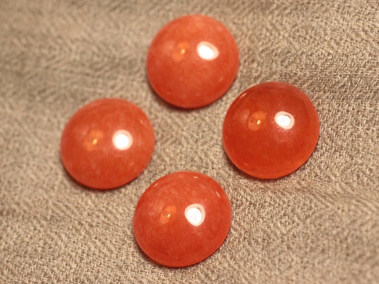 1pc - Cabochon De Pierre - Jade Rond 20mm Orange Capucine - 4558550027429