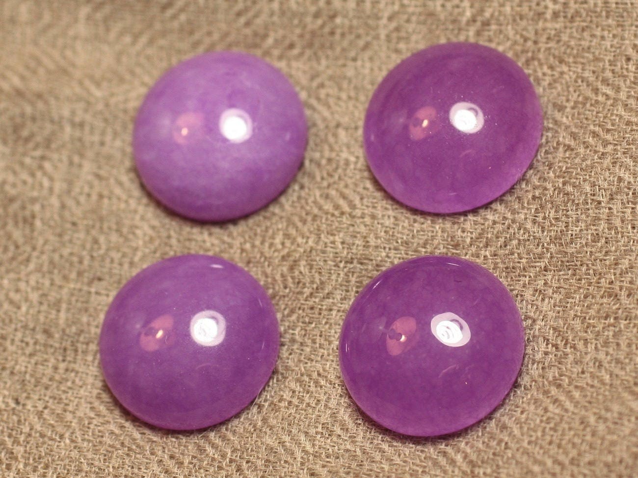 1pc - Cabochon De Pierre - Jade Rond 20mm Violet Rose Mauve - 4558550027382
