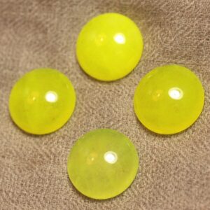 1pc - Cabochon de Pierre - Jade Rond 20mm Jaune Fluo - 4558550027597