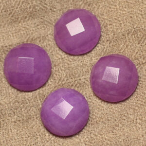 1pc - Cabochon Pierre - Jade Rond Facetté 20mm Violet Rose Mauve - 4558550001122