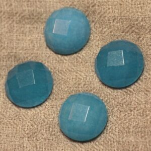 1pc - Cabochon Pierre - Jade Rond Facetté 20mm Bleu Azur - 4558550012432