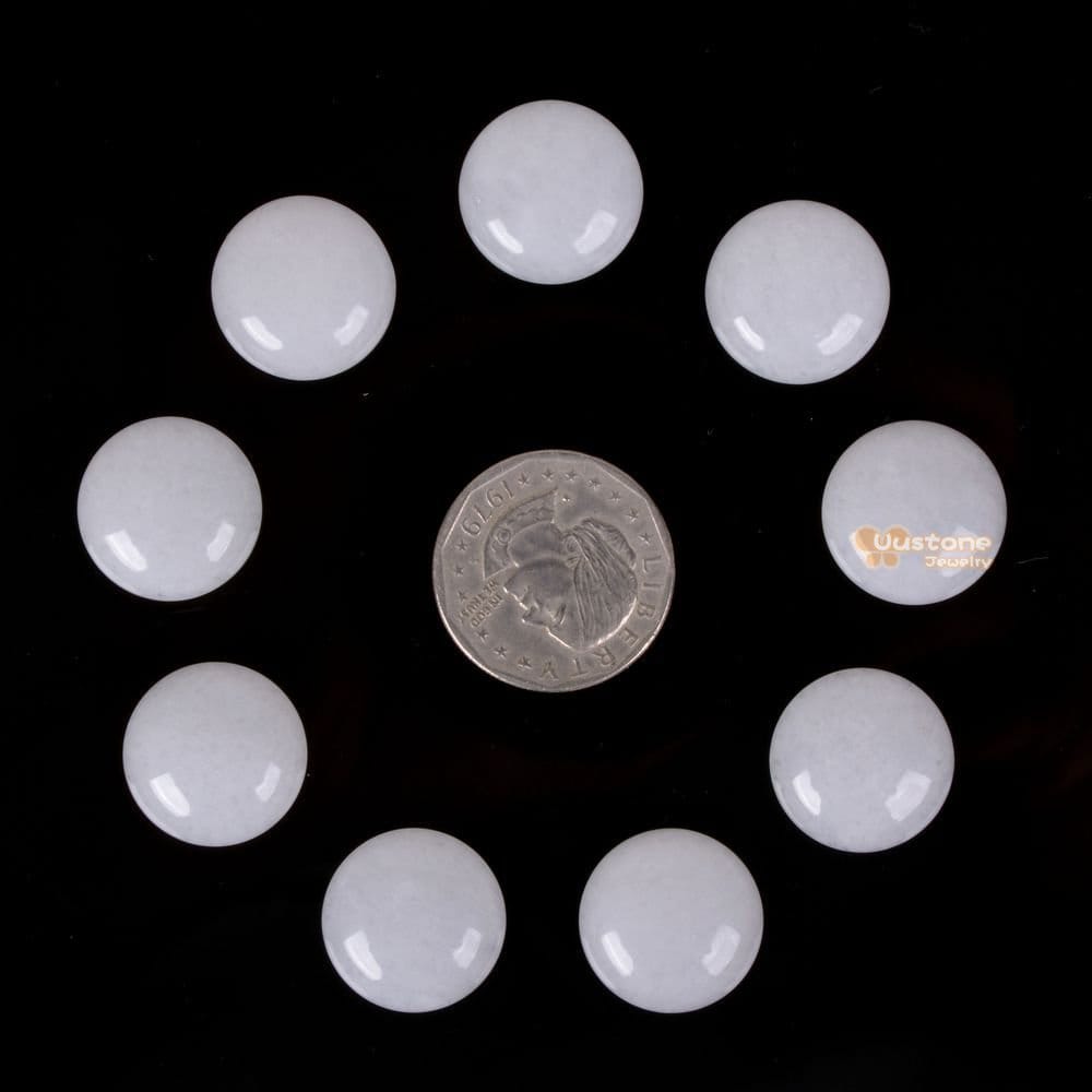 20mm White Jade Gemstone Round Cab Cabochon