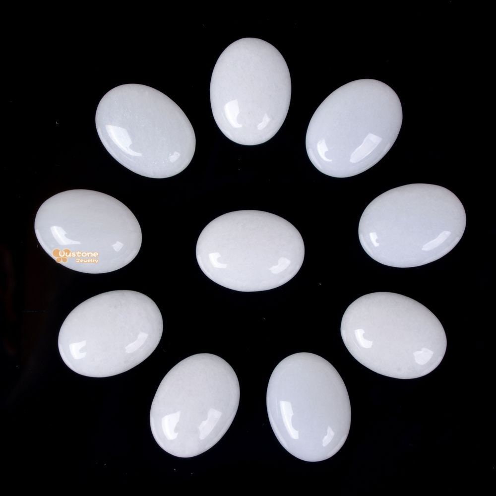 20mm White Jade Oval Flatback Cab Cabochon Diy Jewelry Making