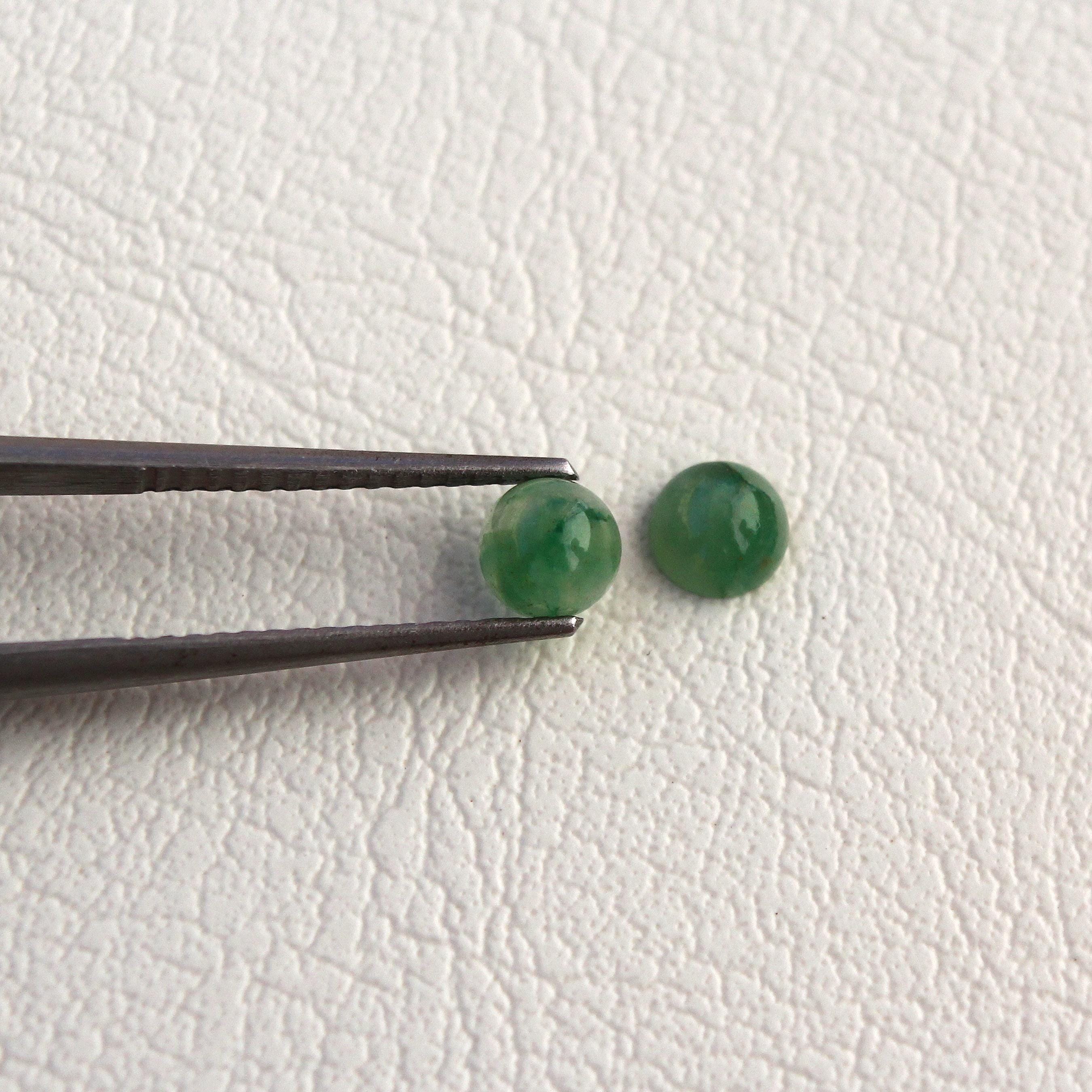 4mm Jadeite Round Cabochon Pair, Loose Gemstones, Natural Burmese Jade - 0.68ct 4mm Jadeite Round Cabochon Pair, Loose Gemstones, Natural Burmese Jade - 0.68ct