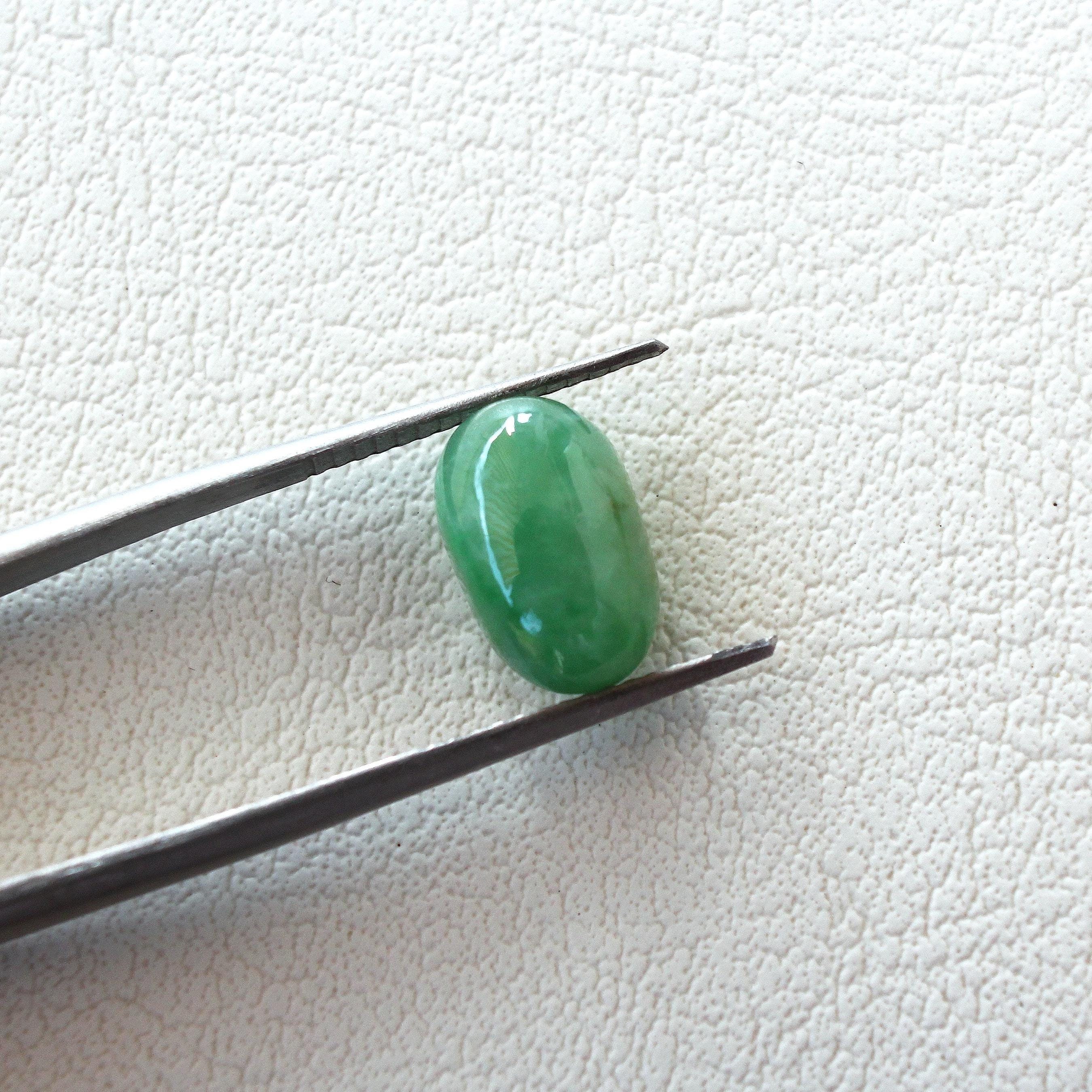 Burmese Jadeite Oval Cabochon Gemstone, Natural Type A Green Jade - 3.93ct, 7x11mm