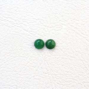 Genuine Jadeite Cabochon Pair, 4mm Round Cut Jade Gemstones For Earrings - 0.41ct
