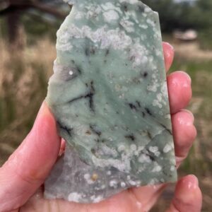 Green Jade Lapidary Slab natural stone not polished for cabochons flower
