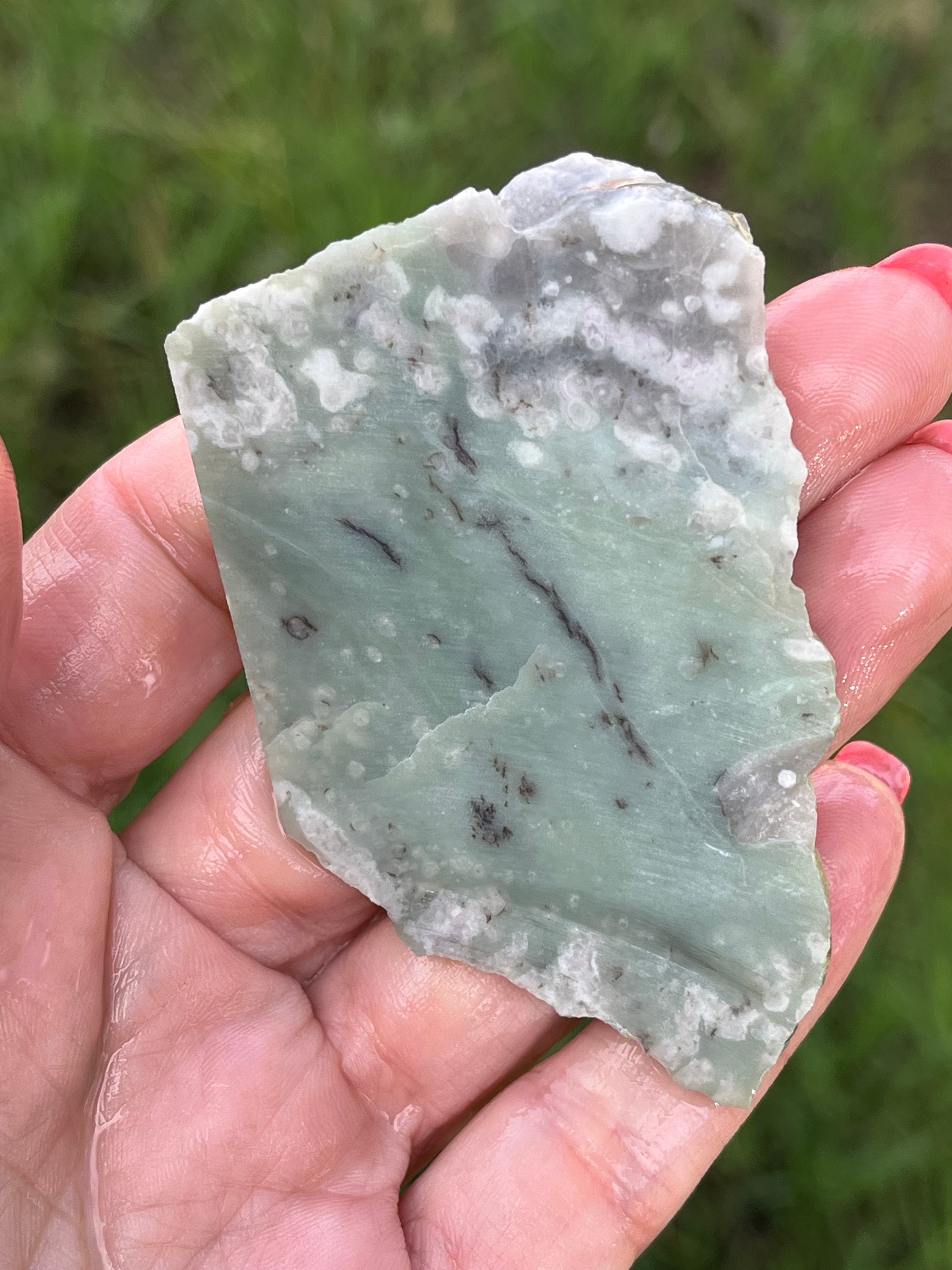 Green Jade Lapidary Slab Natural Stone Not Polished For Cabochons Green Jade Lapidary Slab Natural Stone Not Polished For Cabochons