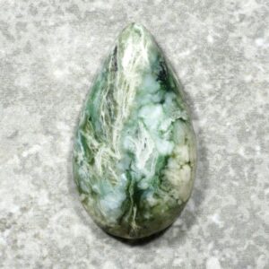 Jade Cabochon - Swirling Green White Patterns Pendant Stone