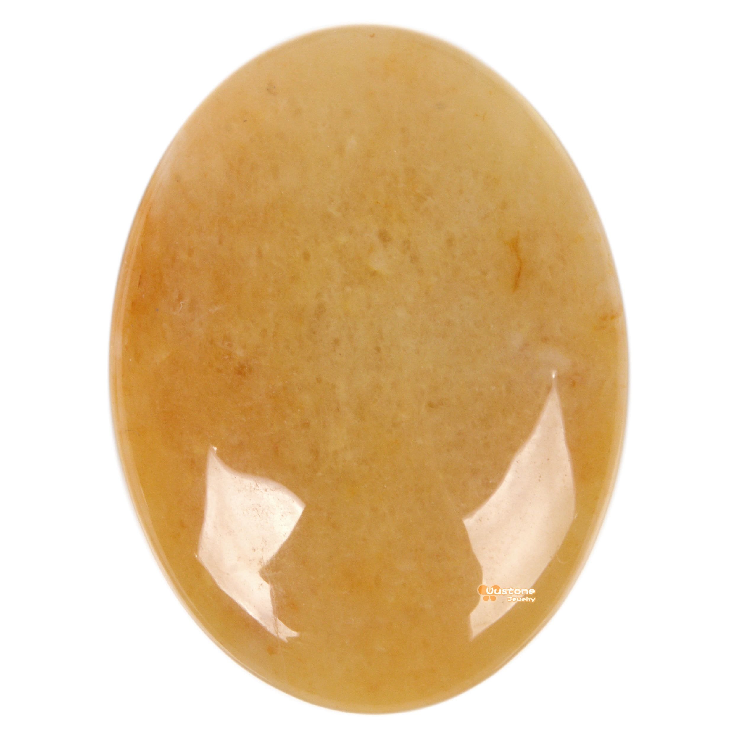 Yellow Jade 40mm Oval Flatback Cab Cabochon For Jewelry Making