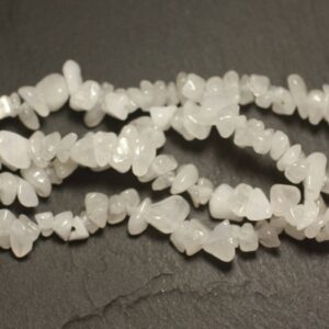 100pc environ - Perles Pierre Jade Rocailles Chips 5-10mm blanc transparent - 4558550029416