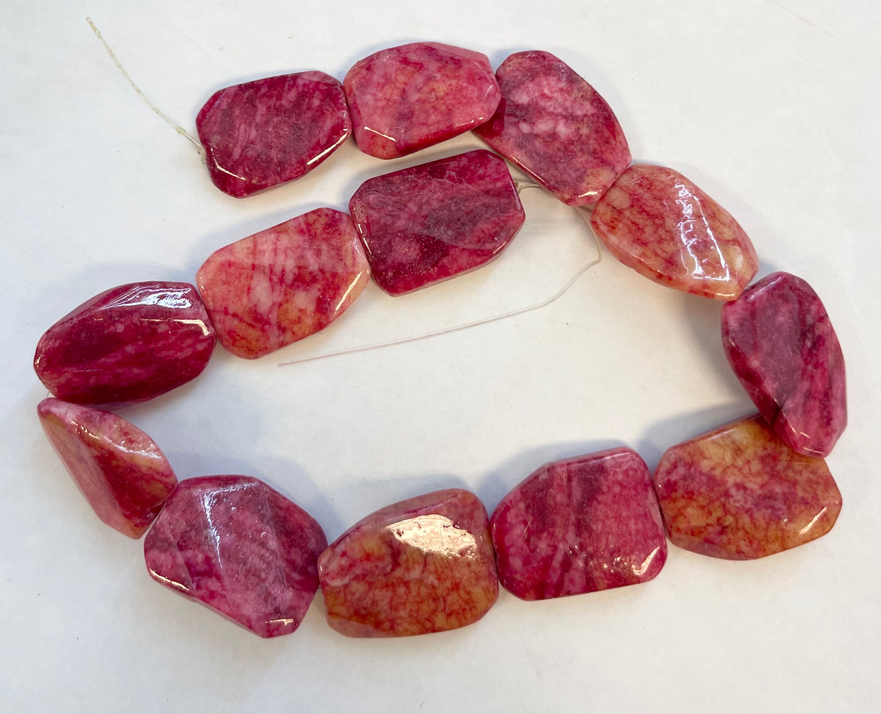 30x22x7mm Faceted Nugget Heat Treated Jade Gemstone Beads -- 15.5 Inch Strand