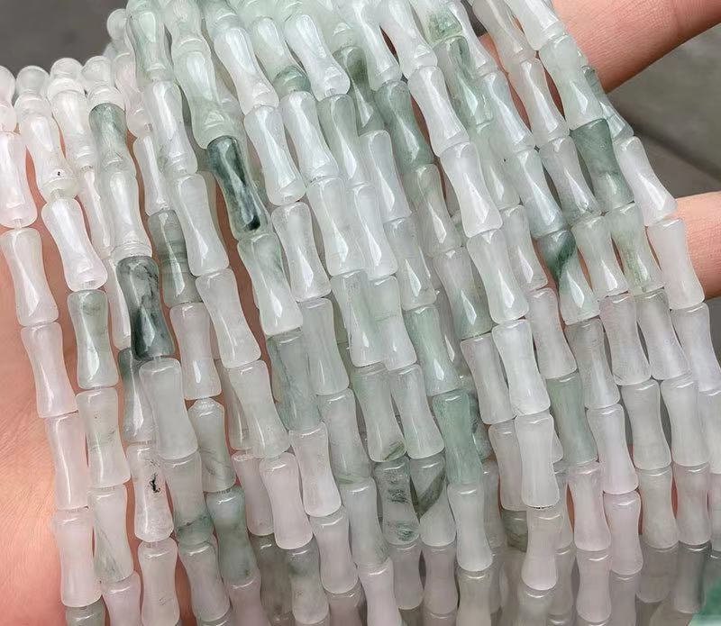 5x12mm Natural Bamboo Tube Jade Spacer Beads, Bamboo Jade Nugget Beads,one Strand 15"
