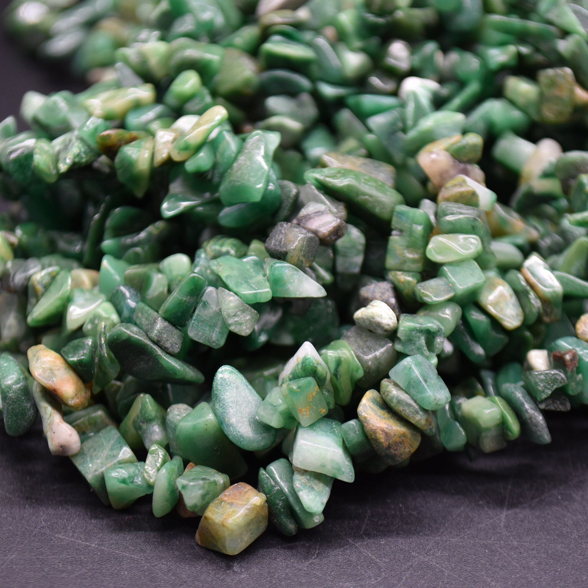 African Jade Gemstone Chips Nuggets Beads - 5mm - 8mm - 32" Strand