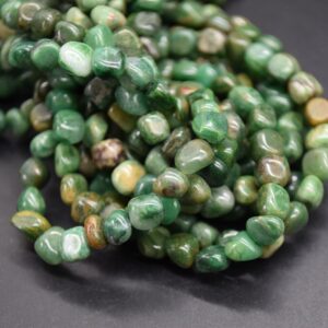 African Jade Gemstone Tumblestone Nugget Pebble Beads - 5mm - 8mm Or 7mm - 10mm - 15" Strand