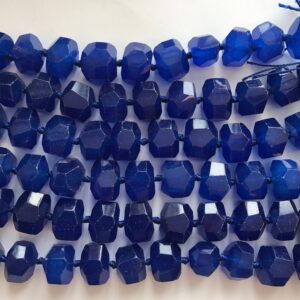 blue jade  16x13x11mm faceted nugget  Gemstone Beads - 15.5 inch strand