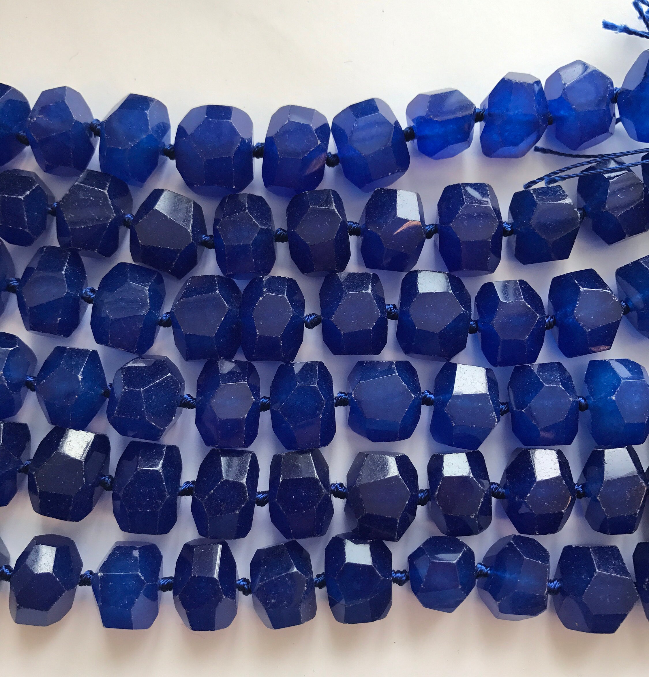 Blue Jade  16x13x11mm Faceted Nugget  Gemstone Beads - 15.5 Inch Strand