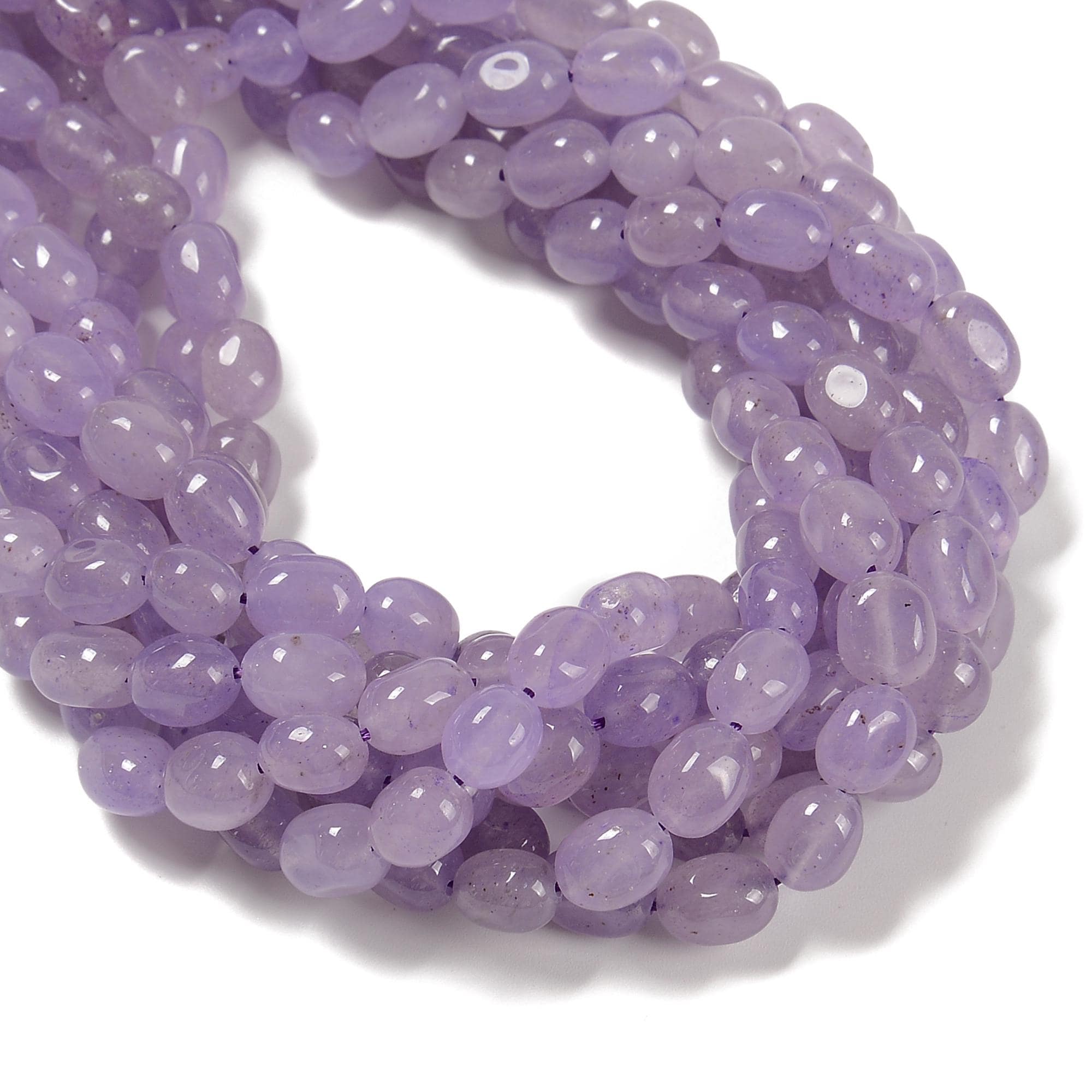 Lavender Color Dyed Jade Pebble Nugget Beads Size 8x10mm 15.5'' Strand