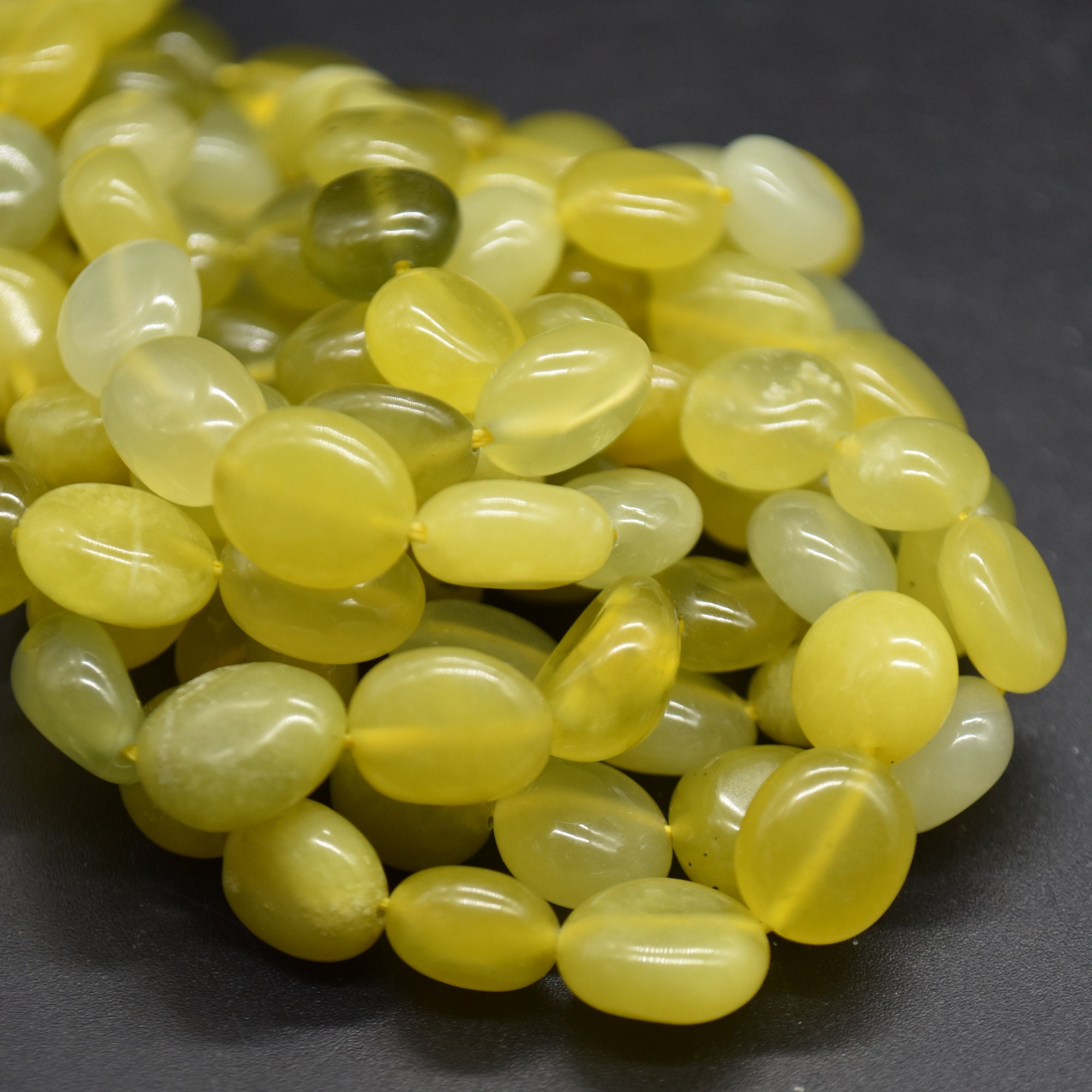 Lemon Jade Pebble Nugget Beads - 7mm - 10mm - 15" Strand