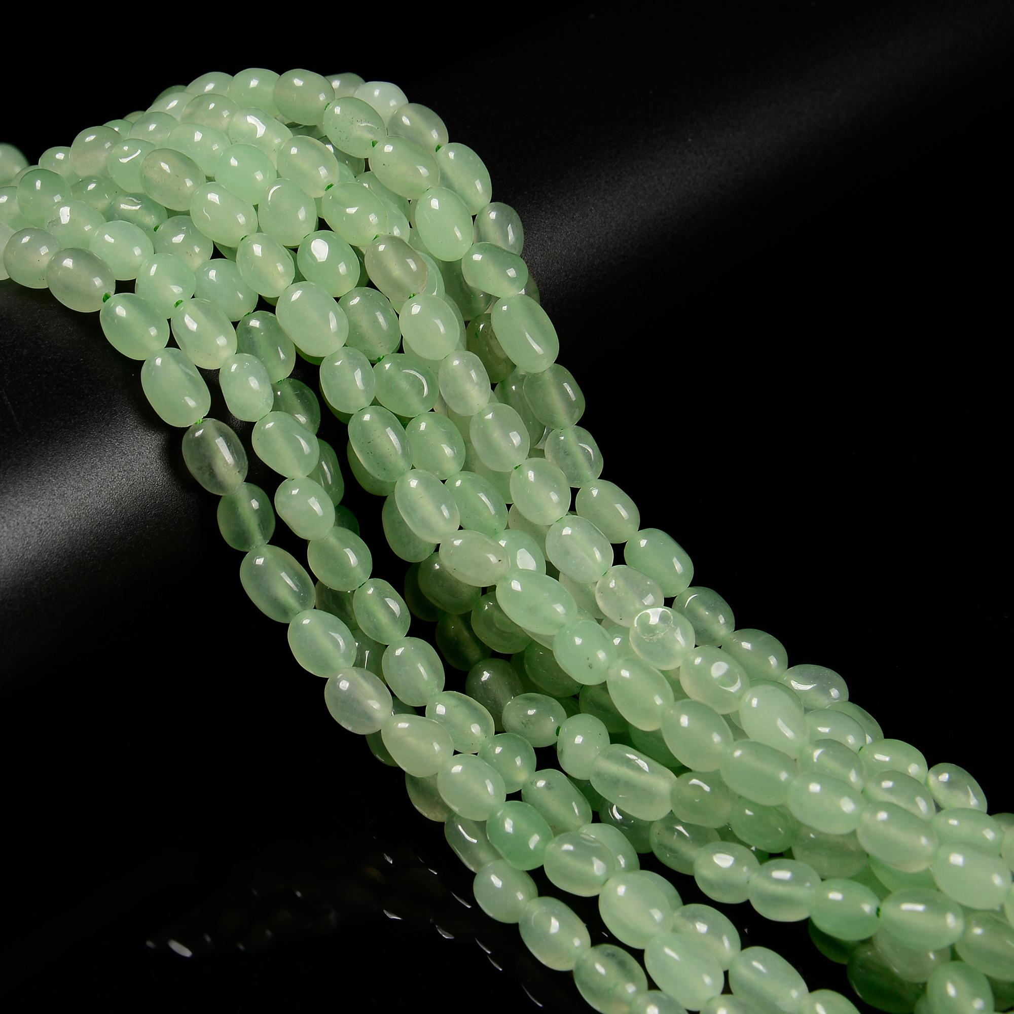 Light Green Color Dyed Jade Pebble Nugget Beads Size 6mm X 8-9mm 15.5'' Strand