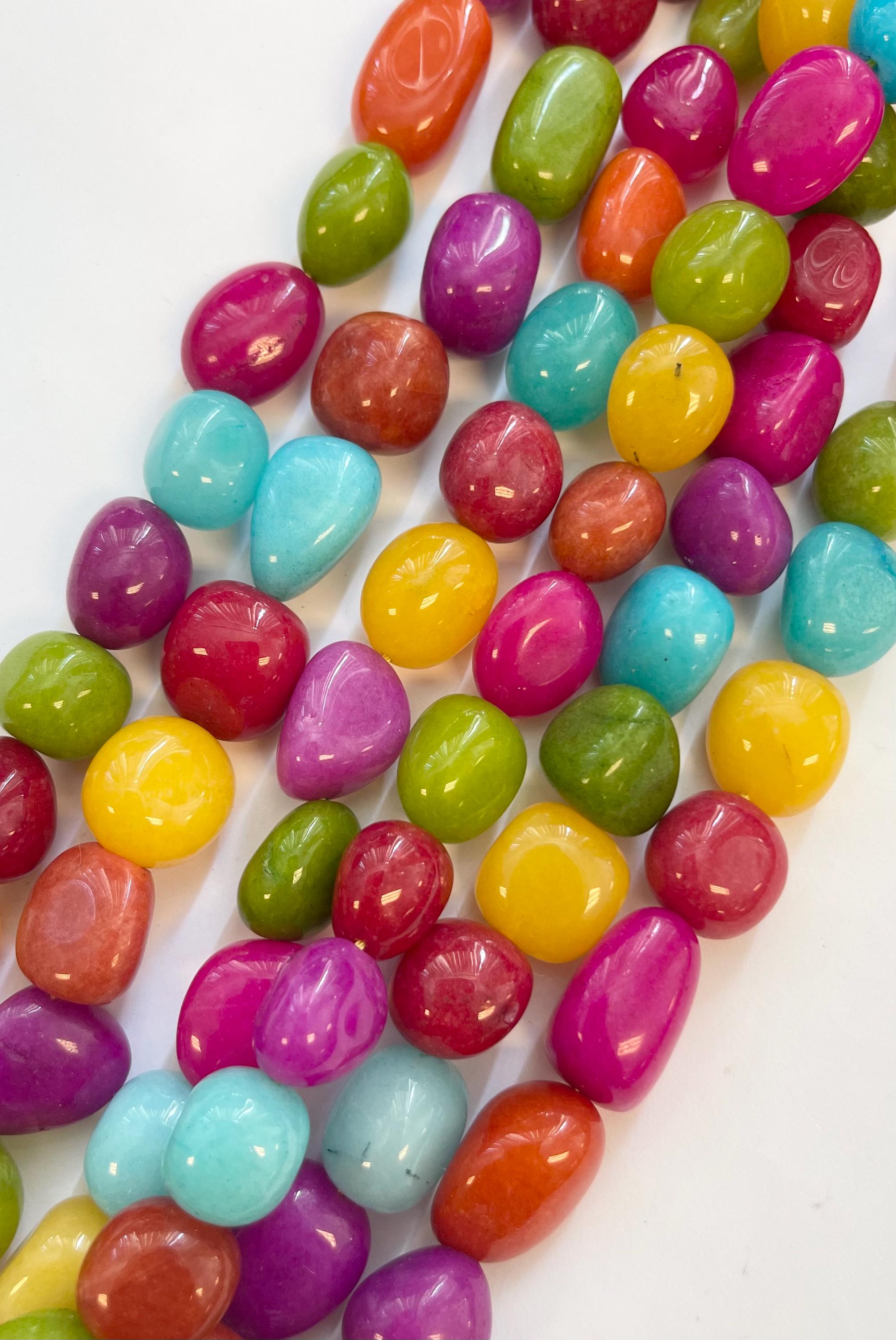 Multi Jade 210-22mm Nugget Gemstone Bead -15.5 Inch Strand