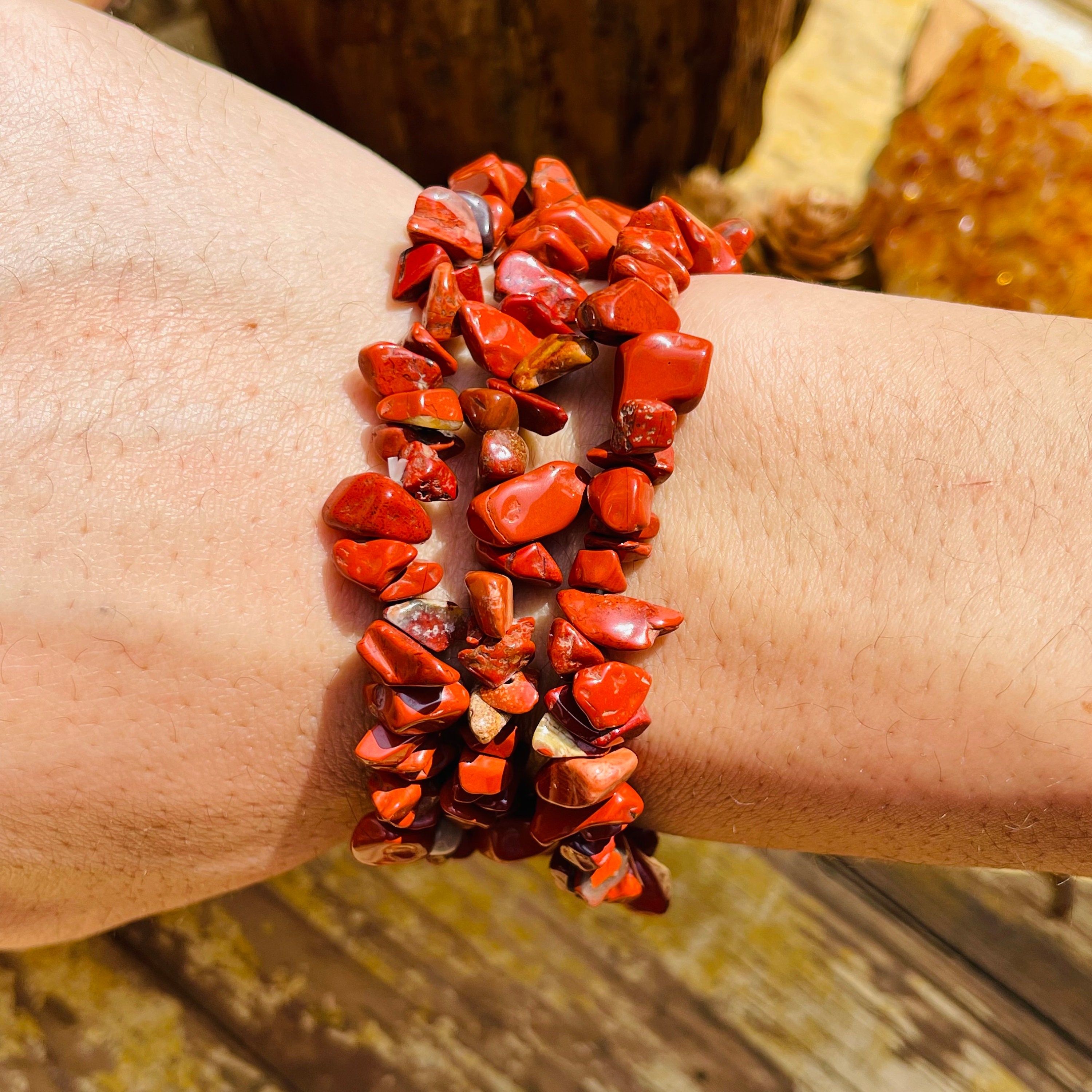 Natural Red Jade Chip Bracelet,healing Braclet,stretchy Chip Beads Bracelet,chip Stretchy String Bracelet.7.5 Inches Bracelet.