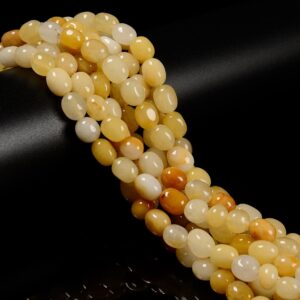 Natural Yellow Jade Pebble Nugget Beads Size 8x10mm 15.5'' Strand