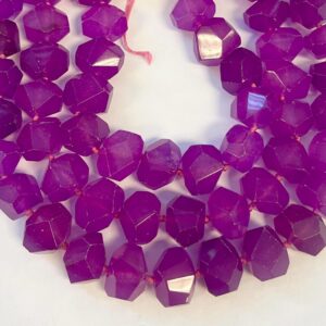 Purple Jade 16x12x11mm Faceted Nugget Gemstone Bead~ -15.5 inch strand-