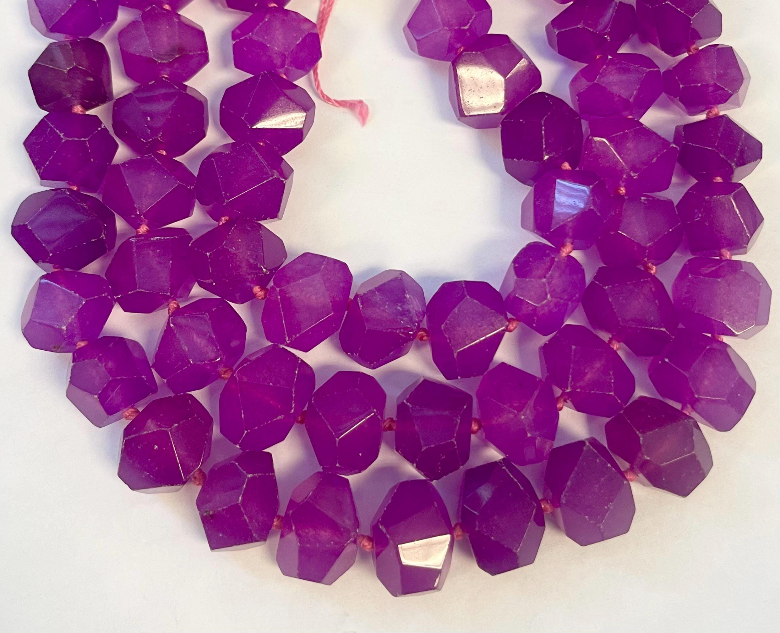 Purple Jade 16x12x11mm Faceted Nugget Gemstone Bead~ -15.5 Inch Strand- Purple Jade 16x12x11mm Faceted Nugget Gemstone Bead~ -15.5 Inch Strand-