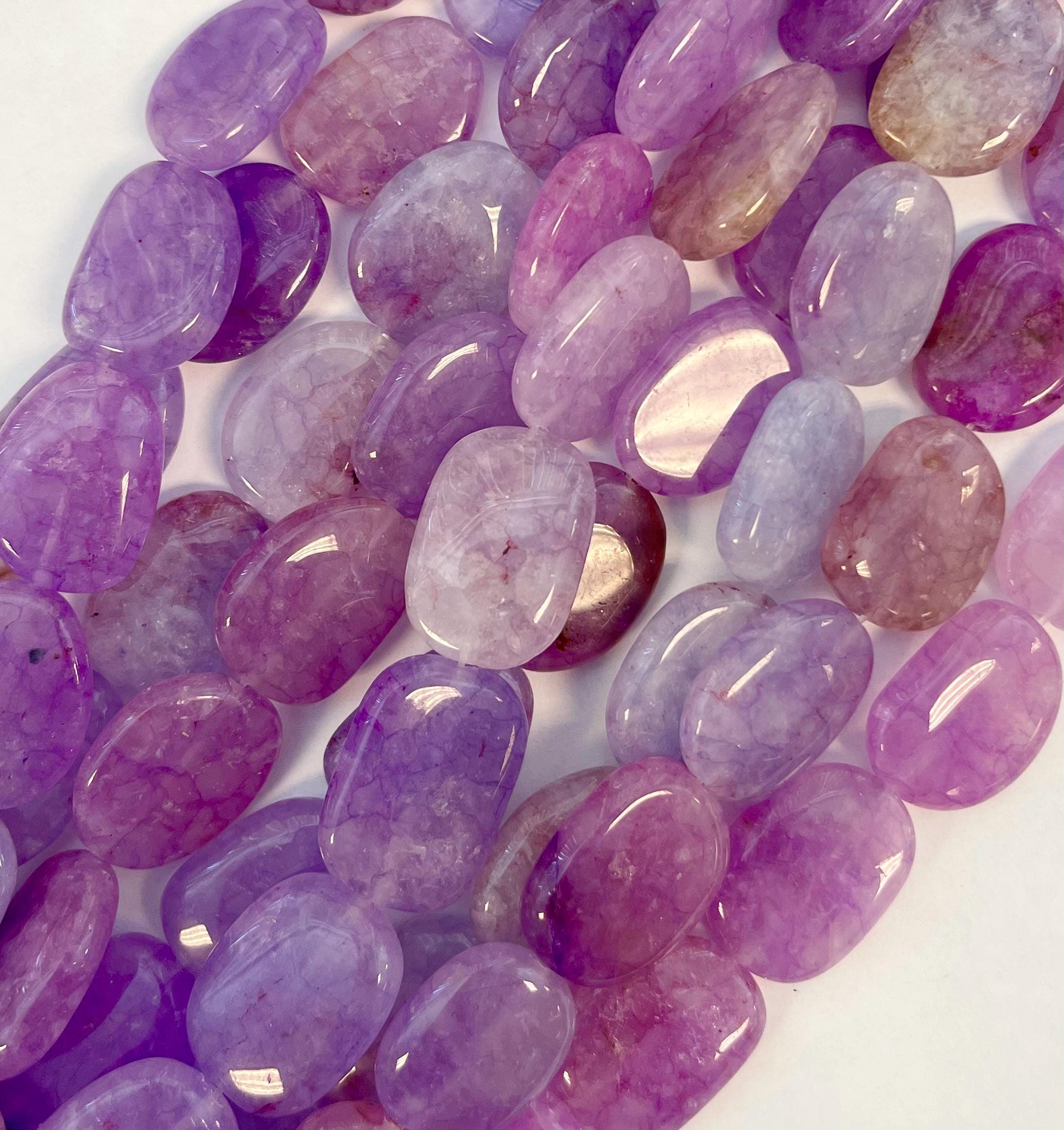 Purple Jade (20-25)x18x6mm Flat Nugget Gemstone Bead -- 15.5 Inch Strand