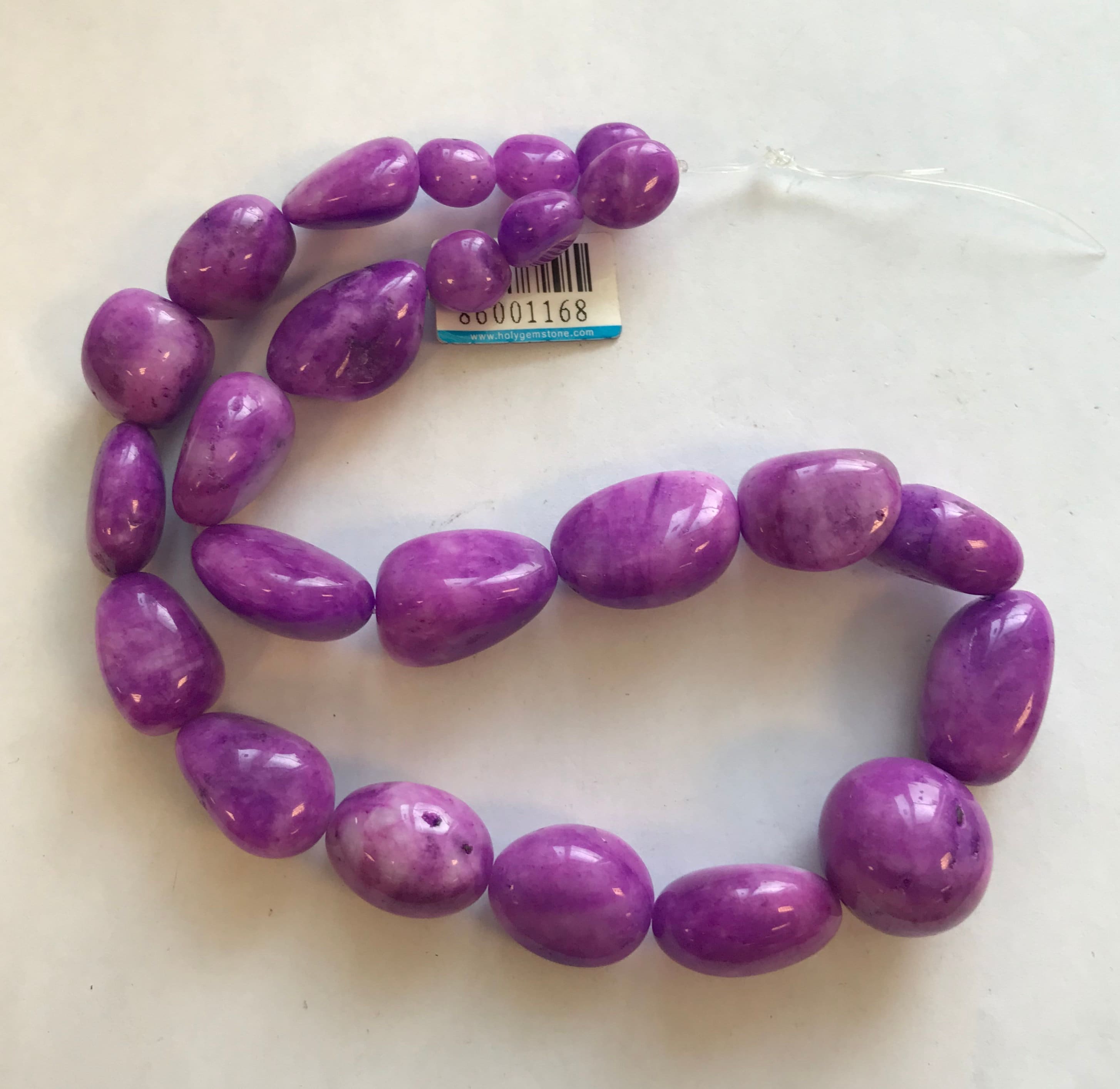 Purple  Jade  7-26mm Nugget  Gemstone Beads - 15.5 Inch Strand