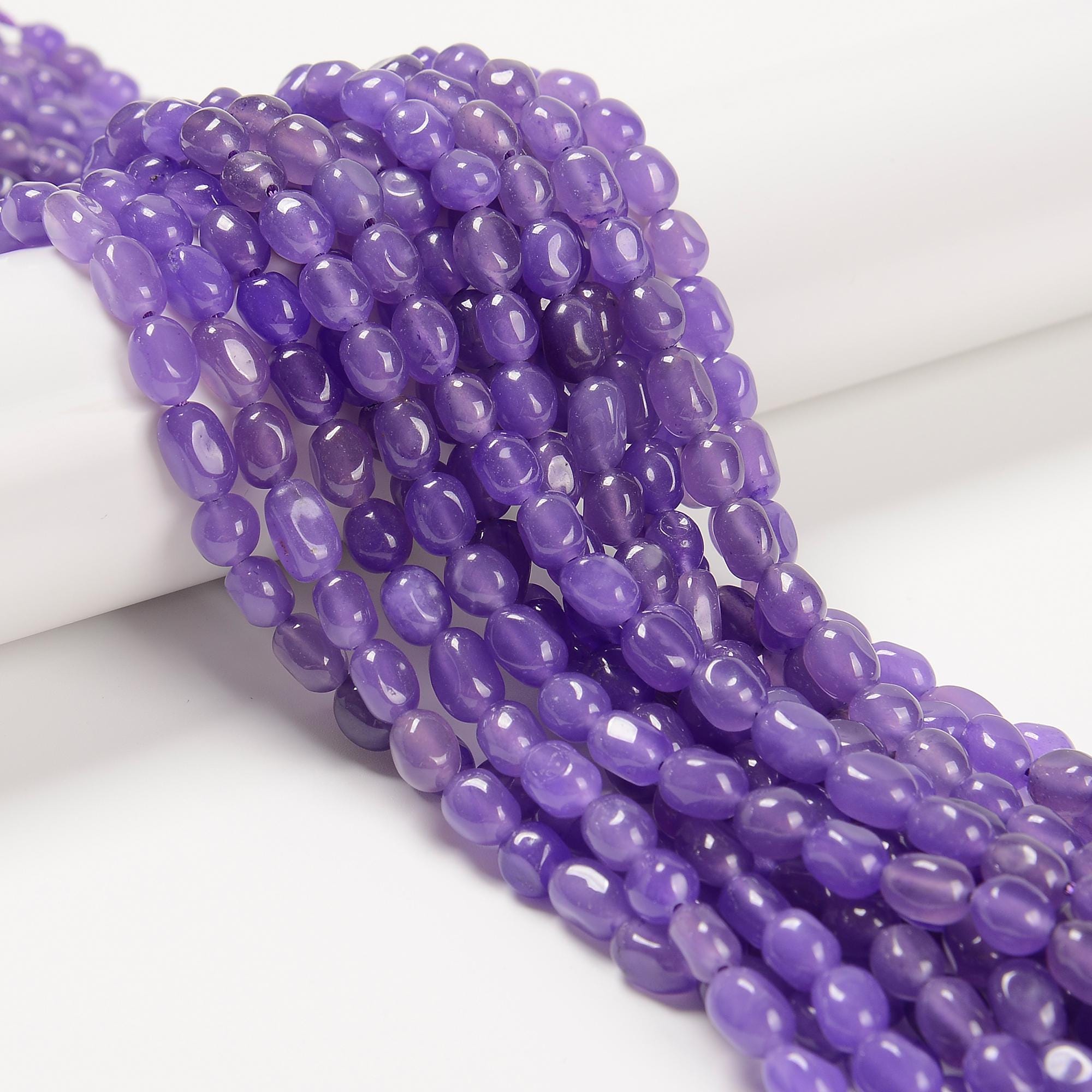 Purple Dyed Jade Pebble Nugget Beads Size 6mm X 8-9mm 15.5'' Strand