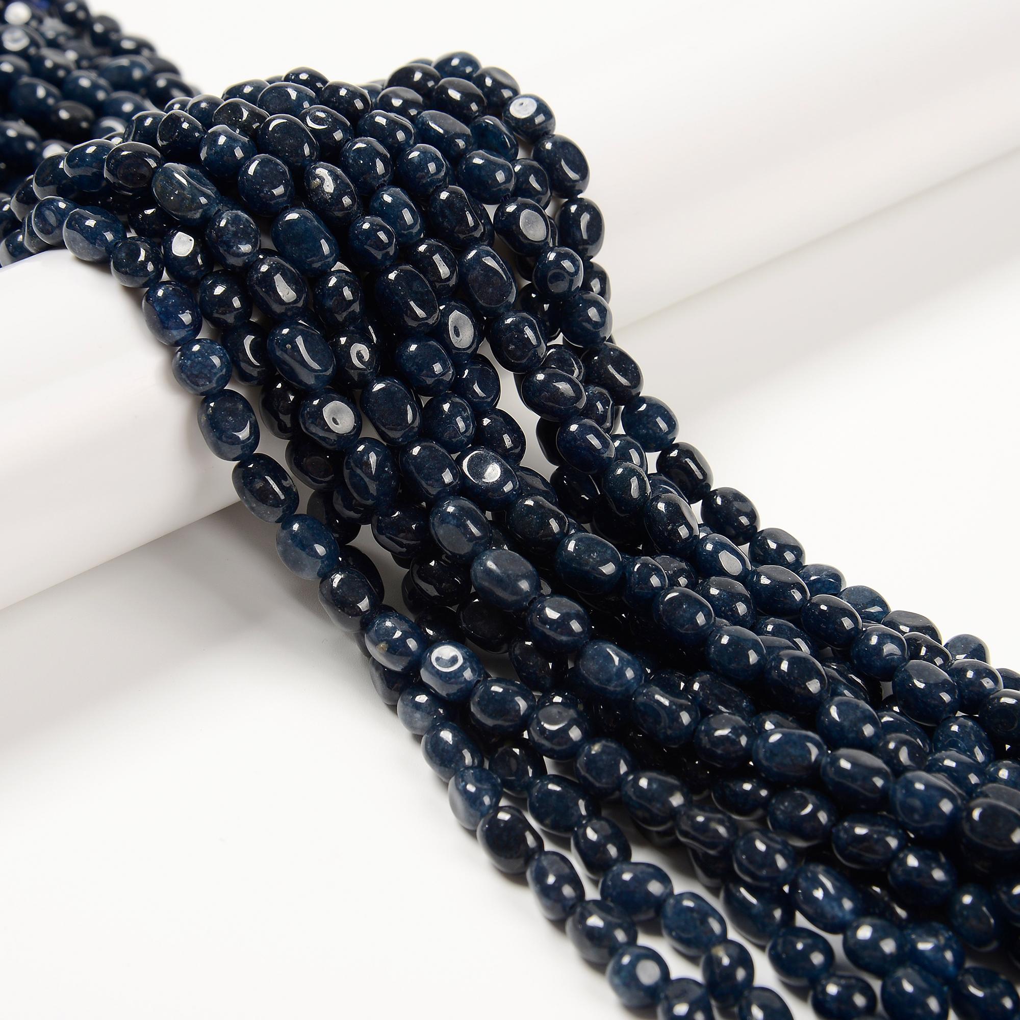 Sapphire Blue Color Dyed Jade Pebble Nugget Beads Size 6mm X 8-9mm 15.5'' Strand Sapphire Blue Color Dyed Jade Pebble Nugget Beads Size 6mm X 8-9mm 15.5'' Strand