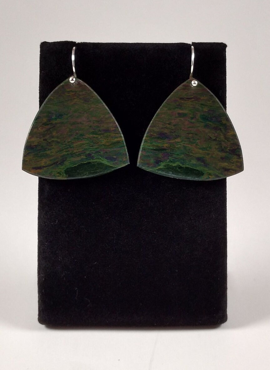 African Jade And Sterling Silver Earrings Handmade By Chris Hay