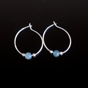 Blue Water Jade Guatemalan Jadeite Sterling Silver 17mm Small Hoop Earrings
