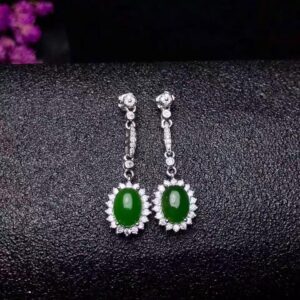 Green Jade Drop Earrings: Sterling Silver Dainty Jewelry