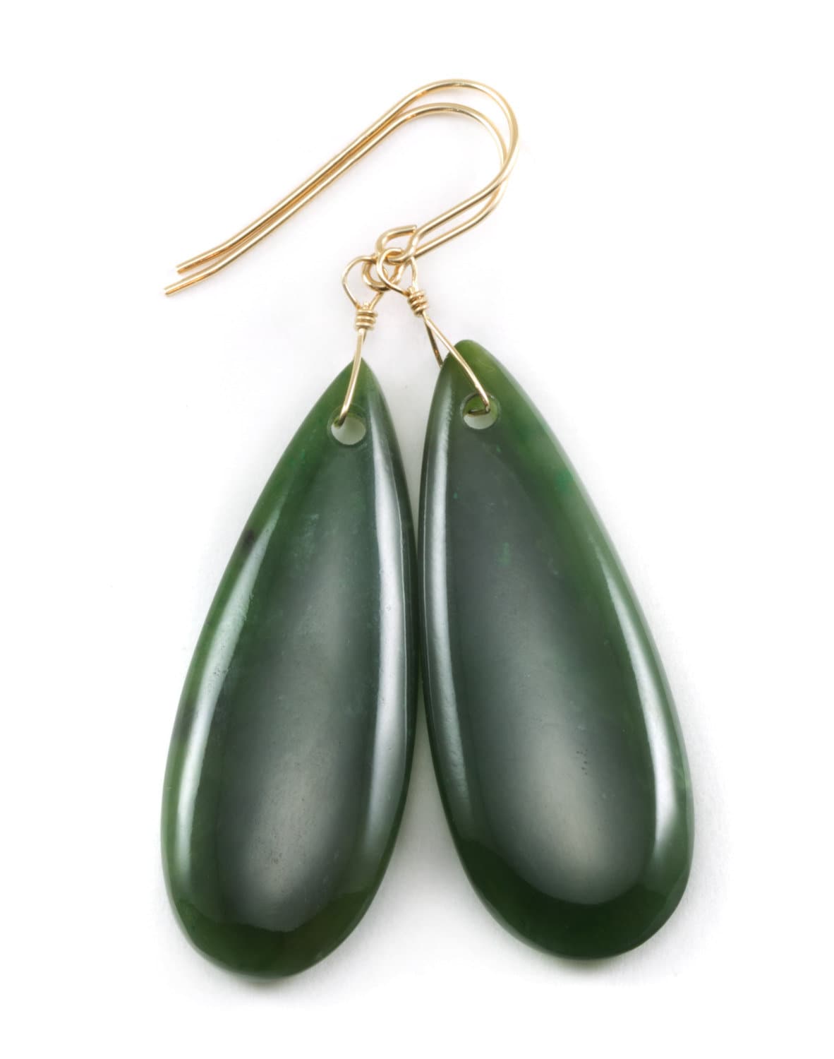 Green Jade Earrings Natural Nephrite Smooth Super Large Teardrop 14k Solid Gold Or Filled Or Sterling Silver Simple Classic Drops Long Real