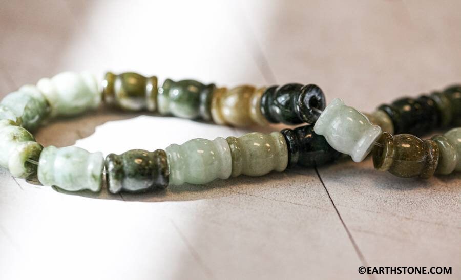 L/ Burma Jade 9x12mm Vase Beads, 16" Strand, Natural Multi Color Jade , Nice Vase Jade Cutting For Earring, Bracelet, Jewelry Making