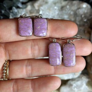 Lavender Jade Dangle Earrings, .925 Sterling Silver