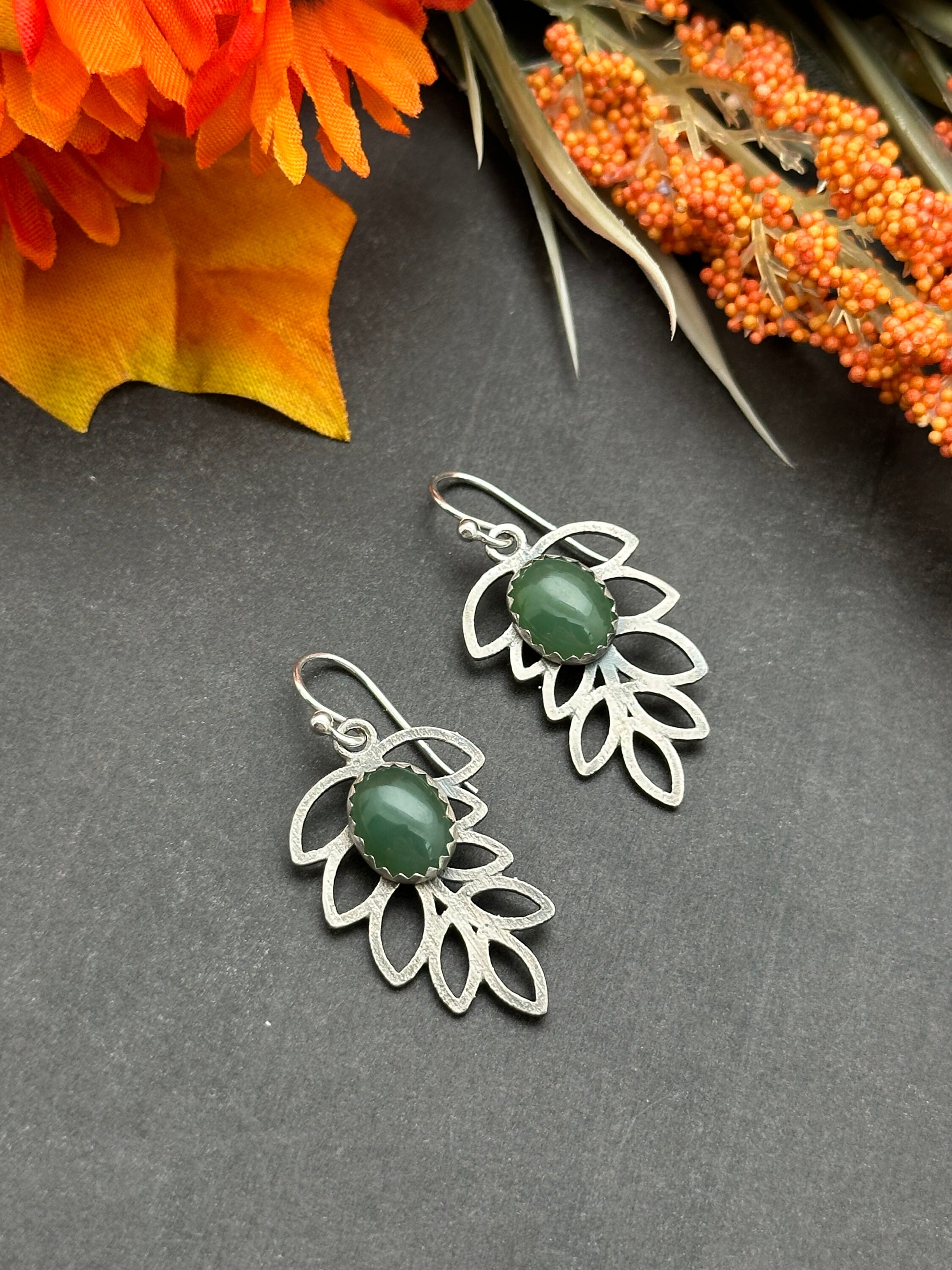 Jade Leaf Earrings