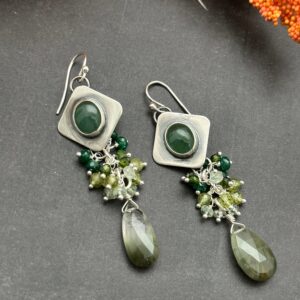 Nephrite Jade Ombré Cluster Earrings