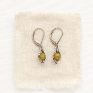 Perfect Wrap Olivine Jade Earrings, Dainty Gemstone Earrings, Small Earthy Earrings, Colorful Earrings, Jade Earrings, Jade Jewelry