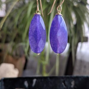 Purple Jade Earrings | Gold Filled Drop Earrings | Handmade Gemstone Jewelry | Gift for Her